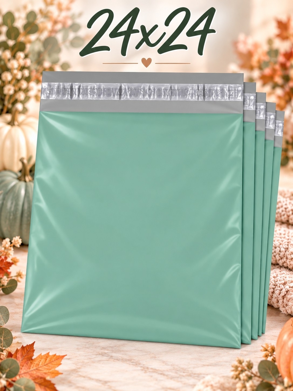 10- 24x24 Jade Green Poly Mailers NWT